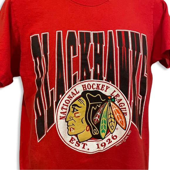 Vintage 1990 Chicago Black Hawks T-Shirt - Picture 2 of 4